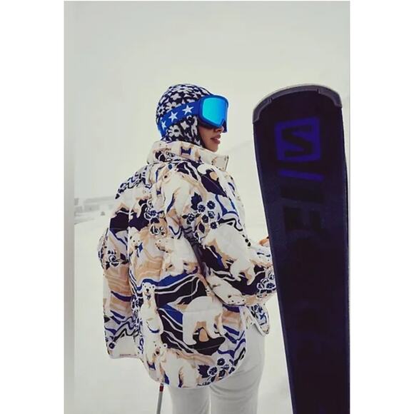 Free People Jackets & Blazers - Free People Pippa Printed Packable Puffer Jacket Small Polar Bear NEW